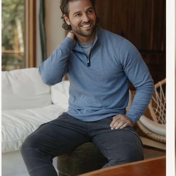 The Normal Brand Puremeso Weekend Quarter Zip in Mineral Blue Mens Size XXL - Picture 2 of 13